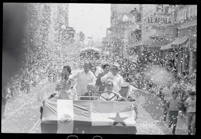 Framed Print : Josip Broz Tito Riding in Motorcade with Mexican Officials Framed Print : Josip Broz Tito Riding in Motorcade with Mexican Officials