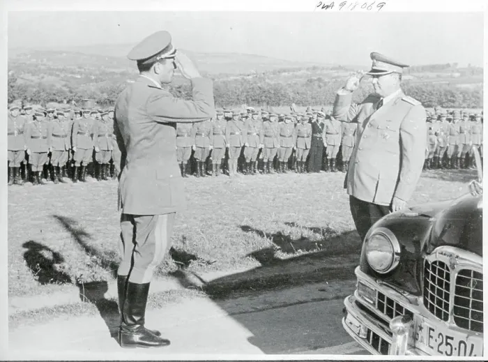 Framed Print : Josip Broz Tito Saluting Petko Dapchevitch Framed Print : Josip Broz Tito Saluting Petko Dapchevitch