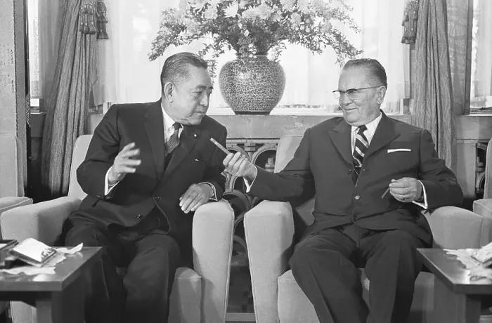 Framed Print : Josip Broz Tito Speaking with Eisaku Sato Framed Print : Josip Broz Tito Speaking with Eisaku Sato