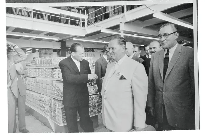 Framed Print : Josip Broz Tito Touring a Supermarket Exhibit Framed Print : Josip Broz Tito Touring a Supermarket Exhibit