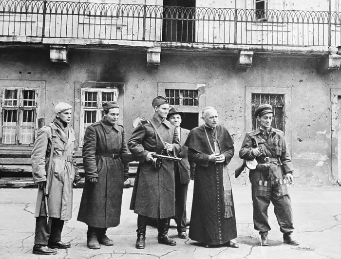 Framed Print : Joszef Cardinal Mindszenty Being Escorted by Hungarian Soldiers Framed Print : Joszef Cardinal Mindszenty Being Escorted by Hungarian Soldiers