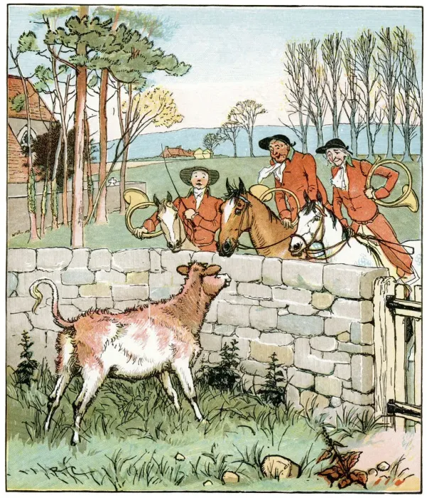 Framed Print : The Three Jovial Huntsmen; a bull calf in a pin fold