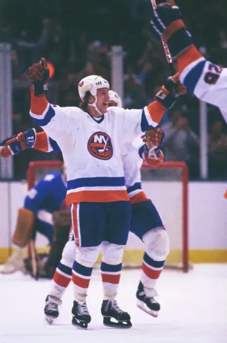 Framed Print : Jubilant Mike Bossy After Winning Hockey Goal