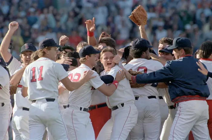 Framed Print : Jubilant Teammates After a Red Sox Win Framed Print : Jubilant Teammates After a Red Sox Win
