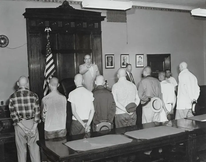 Framed Print : Judge Announcing His Sentence to Boys