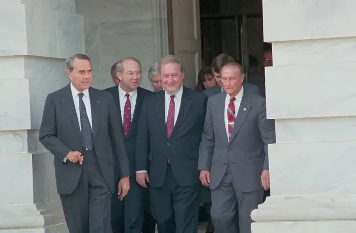 Framed Print : Judge Robert Bork and Republican Senators Strolling Outdoors Framed Print : Judge Robert Bork and Republican Senators Strolling Outdoors