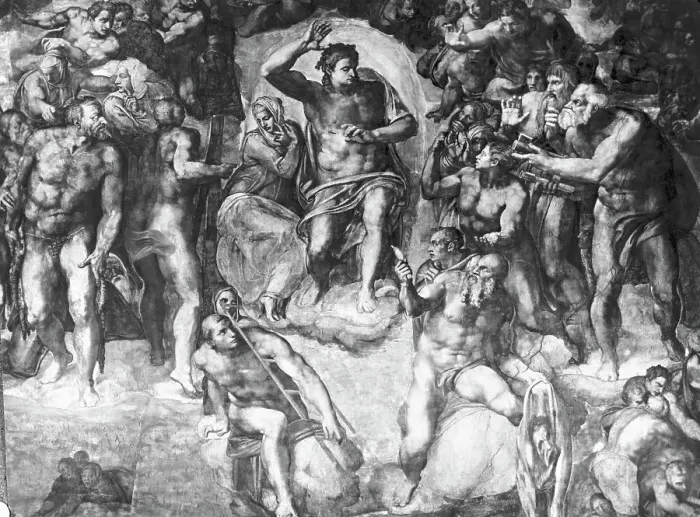 Framed Print : Detail of Last Judgement by Michelangelo Buonarroti Framed Print : Detail of Last Judgement by Michelangelo Buonarroti