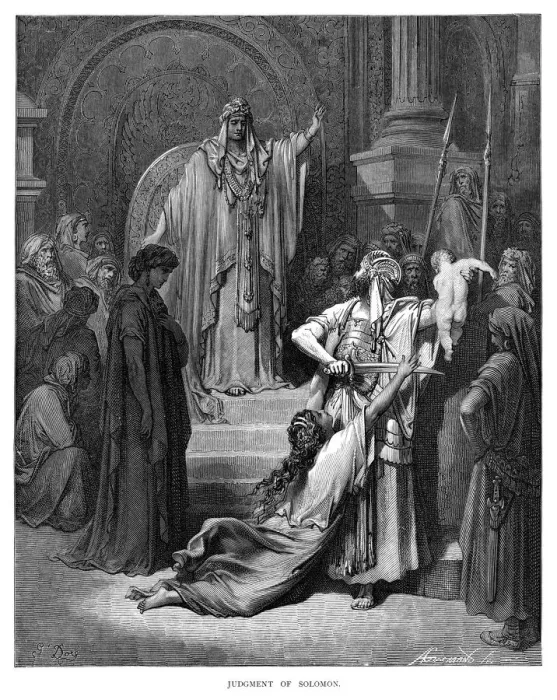 Framed Print : Judgement of Solomon engraving 1870 Framed Print : Judgement of Solomon engraving 1870