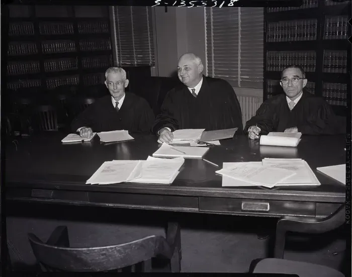 Framed Print : Judges Seated at Desk Framed Print : Judges Seated at Desk