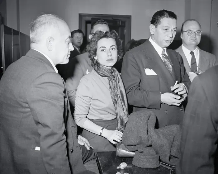 Framed Print : Judith Coplon at Federal Court with Lawyers Framed Print : Judith Coplon at Federal Court with Lawyers