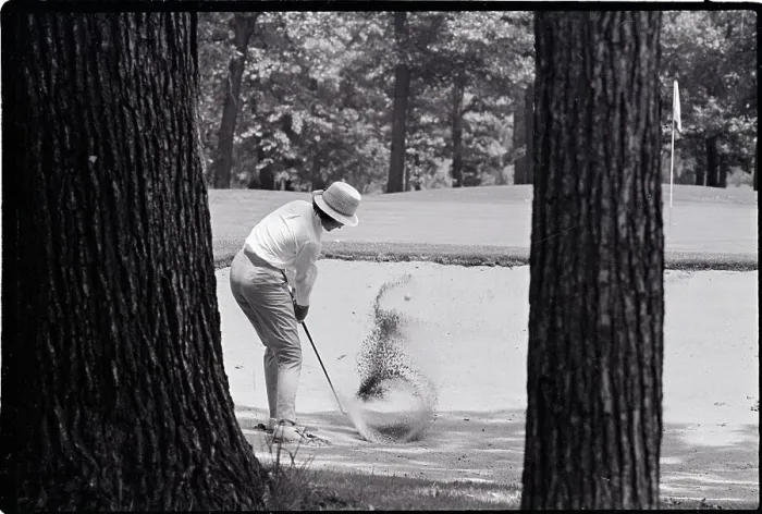 Framed Print : Judy Bell Chipping from Sand Trap