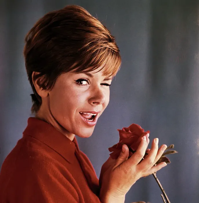 Framed Print : Judy Carne Posing with a Rose Framed Print : Judy Carne Posing with a Rose