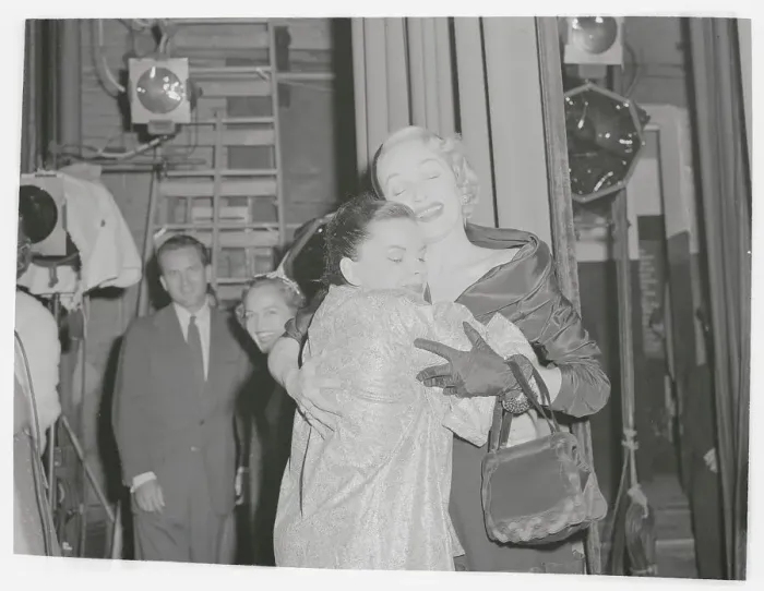 Framed Print : Judy Garland Being Hugged by Marlene Dietrich Framed Print : Judy Garland Being Hugged by Marlene Dietrich