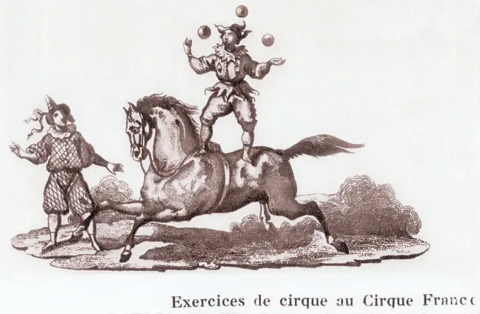 Framed Print : Juggler On Horseback In French Circus Framed Print : Juggler On Horseback In French Circus
