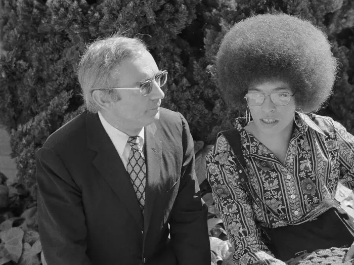Framed Print : Jules Borker and Angela Davis Conversing Framed Print : Jules Borker and Angela Davis Conversing