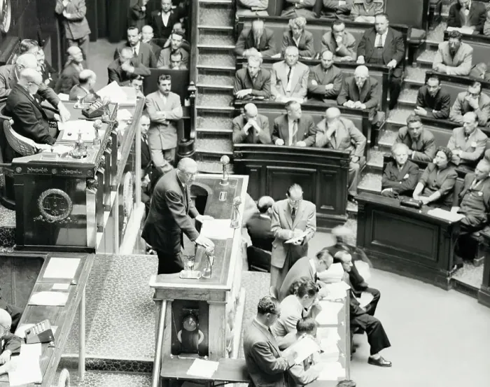 Framed Print : Jules Moch Speaking to the National Assembly