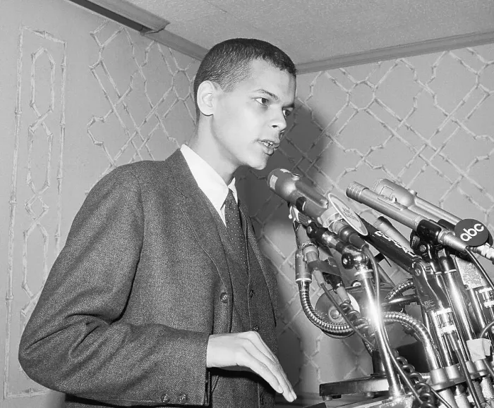 Framed Print : Julian Bond Speaking at a Press Conference Framed Print : Julian Bond Speaking at a Press Conference