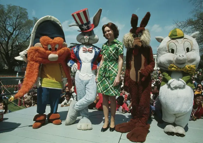 Framed Print : Julie Nixon Eisenhower With Cartoon Characters Framed Print : Julie Nixon Eisenhower With Cartoon Characters