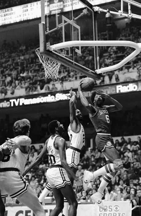 Framed Print : Julius Erving Grabbing Rebound From Opponent Framed Print : Julius Erving Grabbing Rebound From Opponent