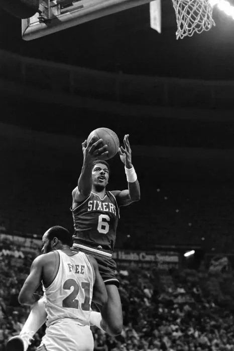Framed Print : Julius Erving Leaping Over Cleveland Cavalier Player Framed Print : Julius Erving Leaping Over Cleveland Cavalier Player