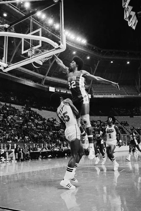 Framed Print : Julius Erving Leaping to Make Basket Framed Print : Julius Erving Leaping to Make Basket