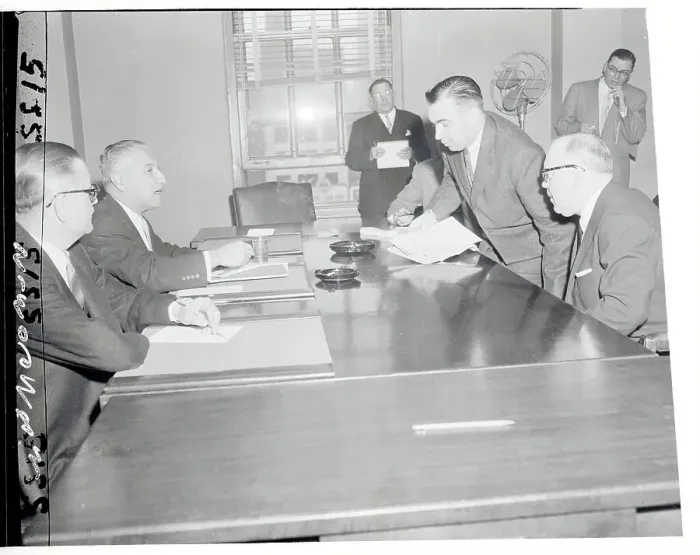 Framed Print : Julius Helfand Meeting With Colleagues Framed Print : Julius Helfand Meeting With Colleagues
