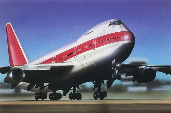 Jumbo jet lifting off from the runway