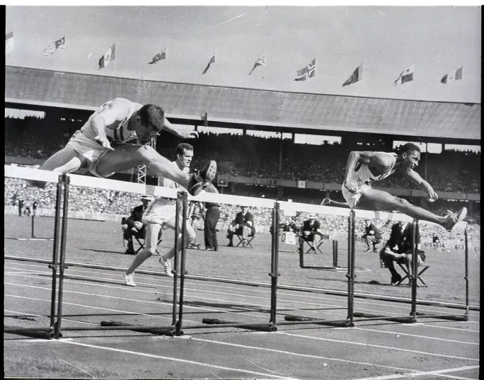 Framed Print : Jumping Hurdles At The Melbourne Olympic Framed Print : Jumping Hurdles At The Melbourne Olympic