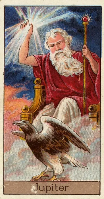 Framed Print : Jupiter, Vintage Cigarette Card, Mythological Gods and Goddesses series, 1924