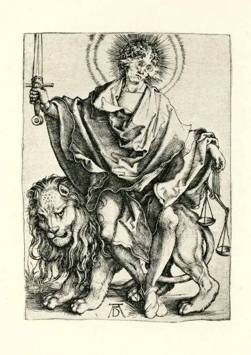 Framed Print : Justice. Vintage engraving by Albrech Durer, showing Justice Framed Print : Justice. Vintage engraving by Albrech Durer, showing Justice