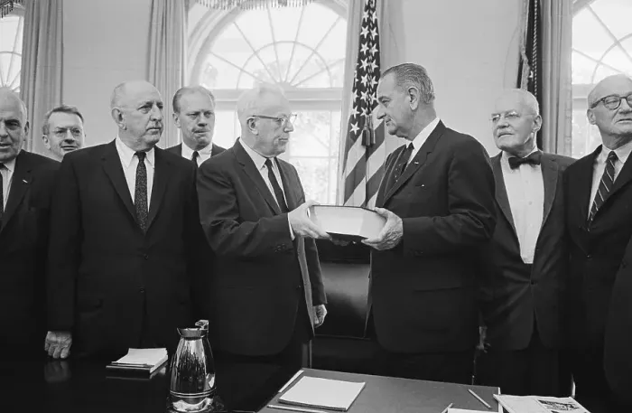 Framed Print : Justice Warren Delivering Report on Kennedy Assassination Framed Print : Justice Warren Delivering Report on Kennedy Assassination