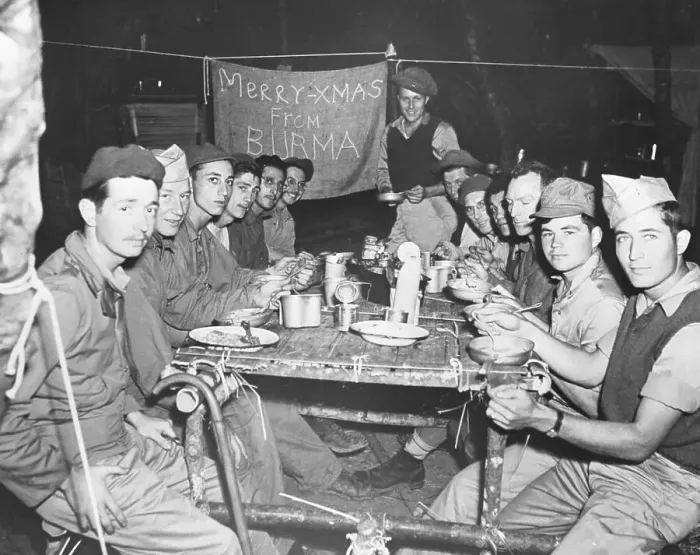 Framed Print : Kachin Scouts Sit for Turkey Dinner Framed Print : Kachin Scouts Sit for Turkey Dinner