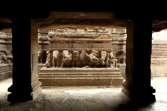 Framed Print : Kailasa Temple Plinth Framed Print : Kailasa Temple Plinth