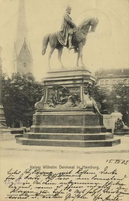 Framed Print : Kaiser-Wilhelm-Denkmal, Hamburg, Germany, postcard with text, view around ca 1910, historical, digital reproduction of a historical postcard, public domain, from that time, exact date unknown Framed Print : Kaiser-Wilhelm-Denkmal, Hamburg, Germany, postcard with text, view around ca 1910, historical, digital reproduction of a historical postcard, public domain, from that time, exact date unknown