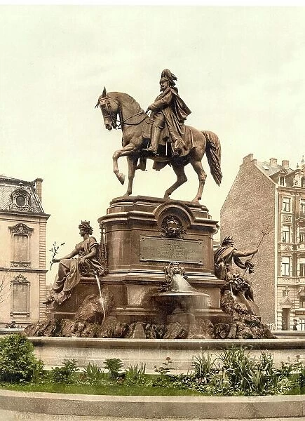 The Kaiser Wilhelm Monument in Cologne on the Rhine, North Rhine-Westphalia, Germany, Historic, digitally restored reproduction of a photochromic print from the 1890s