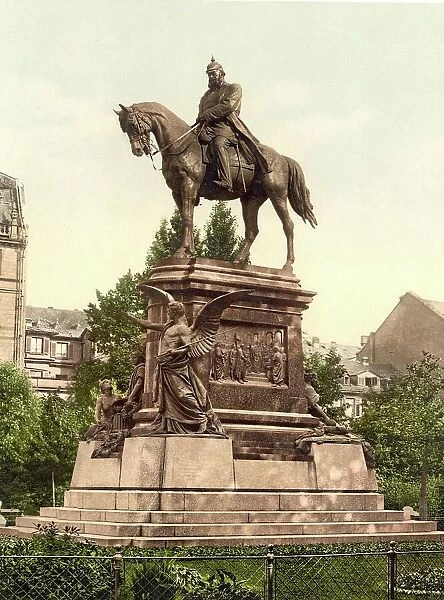 The Kaiser Wilhelm Monument in Frankfurt, Hesse, Germany, Historic, digitally restored reproduction of a photochromic print from the 1890s