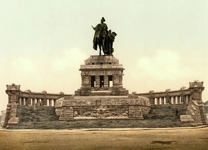 Framed Print : The Kaiser Wilhelm Monument in Koblenz am Rhein, Rhineland-Palatinate, Germany, Historic, digitally restored reproduction of a photochromic print from the 1890s Framed Print : The Kaiser Wilhelm Monument in Koblenz am Rhein, Rhineland-Palatinate, Germany, Historic, digitally restored reproduction of a photochromic print from the 1890s