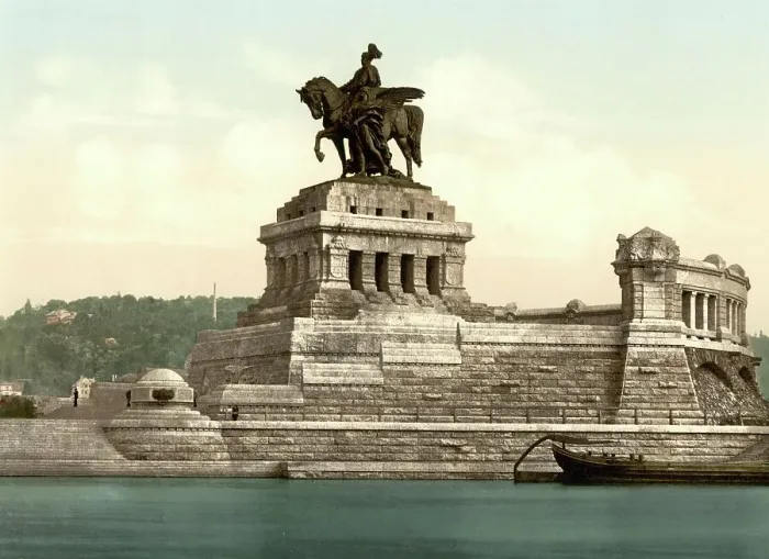 Framed Print : The Kaiser Wilhelm Monument in Koblenz am Rhein, Rhineland-Palatinate, Germany, Historic, digitally restored reproduction of a photochromic print from the 1890s Framed Print : The Kaiser Wilhelm Monument in Koblenz am Rhein, Rhineland-Palatinate, Germany, Historic, digitally restored reproduction of a photochromic print from the 1890s