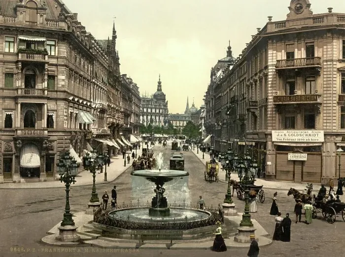Framed Print : The Kaiserstrasse in Frankfurt, Hesse, Germany, Historic, digitally restored reproduction of a photochrome print from the 1890s Framed Print : The Kaiserstrasse in Frankfurt, Hesse, Germany, Historic, digitally restored reproduction of a photochrome print from the 1890s