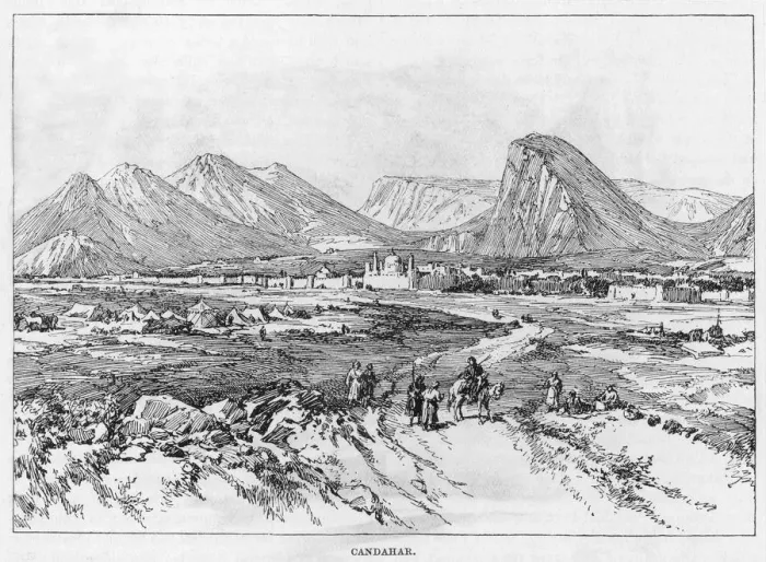 Framed Print : Kandahar. circa 1800: Travellers approach the city of Kandahar Framed Print : Kandahar. circa 1800: Travellers approach the city of Kandahar
