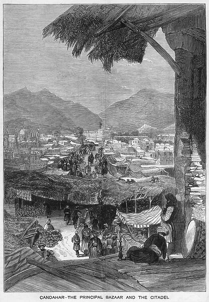 Kandahar. circa 1800: The main bazaar in the city of Kandahar 