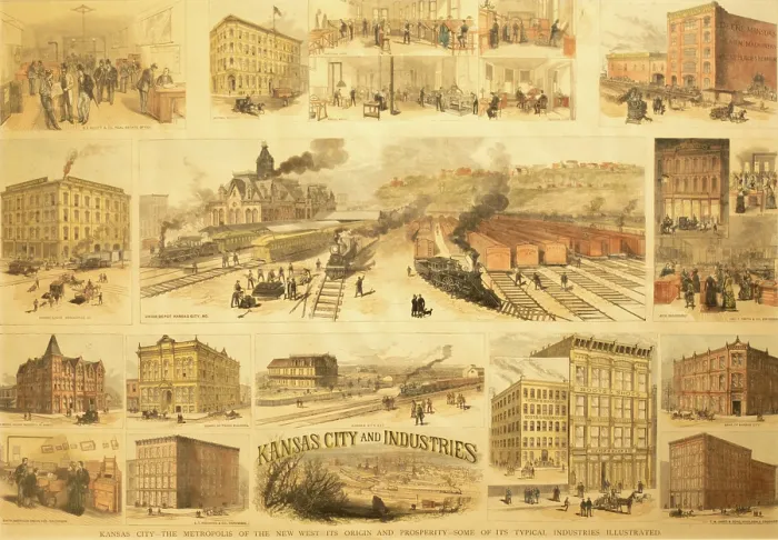 Framed Print : Kansas City Industries 1883
