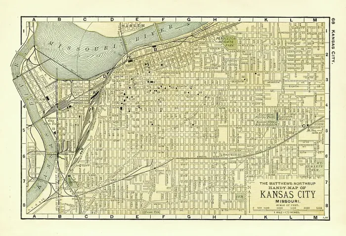 Framed Print : Kansas City map 1898 Framed Print : Kansas City map 1898