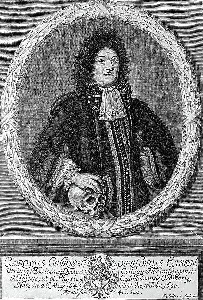 Karl Christopher Elsen (1649-1690), physicist in Nuremberg and Kulmbach, Germany, Historical, digitally restored reproduction from a 19th century original