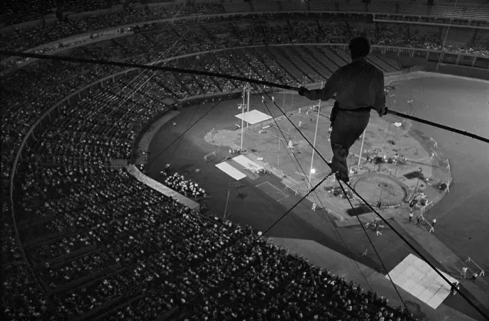 Framed Print : Karl Wallenda Walking Tight Wire Framed Print : Karl Wallenda Walking Tight Wire