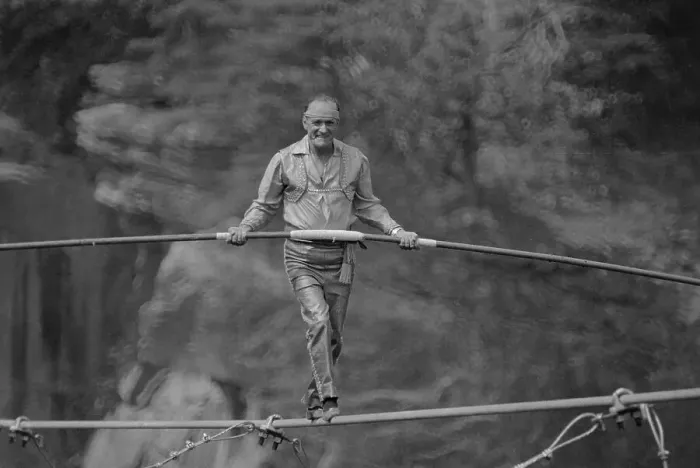 Framed Print : Karl Wallenda Walking Across A Tightrope Framed Print : Karl Wallenda Walking Across A Tightrope