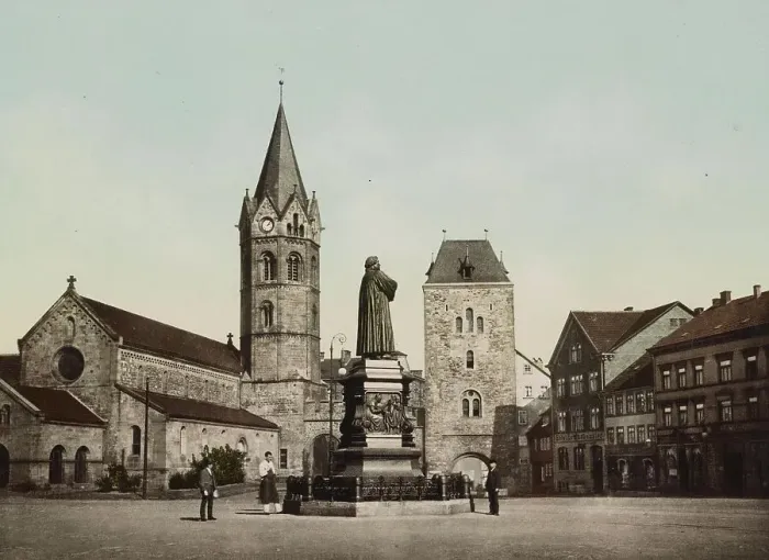 Framed Print : Karlsplatz and Luther Monument in Eisenach, Thuringia, Germany, Historic, digitally restored reproduction of a photochrome print from the 1890s Framed Print : Karlsplatz and Luther Monument in Eisenach, Thuringia, Germany, Historic, digitally restored reproduction of a photochrome print from the 1890s