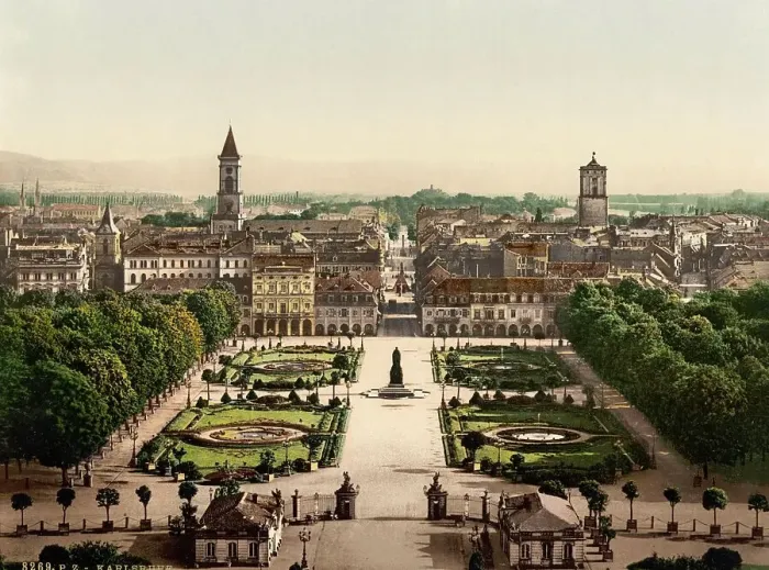 Framed Print : Karlsruhe, Baden-Wuerttemberg, Germany, Historic, digitally restored reproduction of a photochromic print from the 1890s
