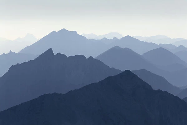 Karwendel Range seen from Hochriss Mountain in Rofan, Maurach, Tyrol, Austria