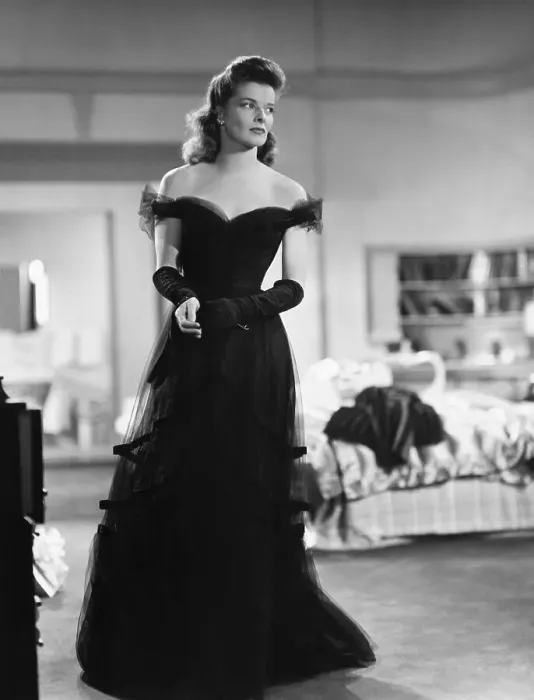 Framed Print : Katharine Hepburn in Black Evening Gown Framed Print : Katharine Hepburn in Black Evening Gown